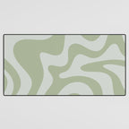 Retro Liquid Swirl Abstract Pattern in Sage Green Desk Mat Gallery Image 3