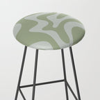 Retro Liquid Swirl Abstract Pattern in Sage Green Stool Gallery Image 2