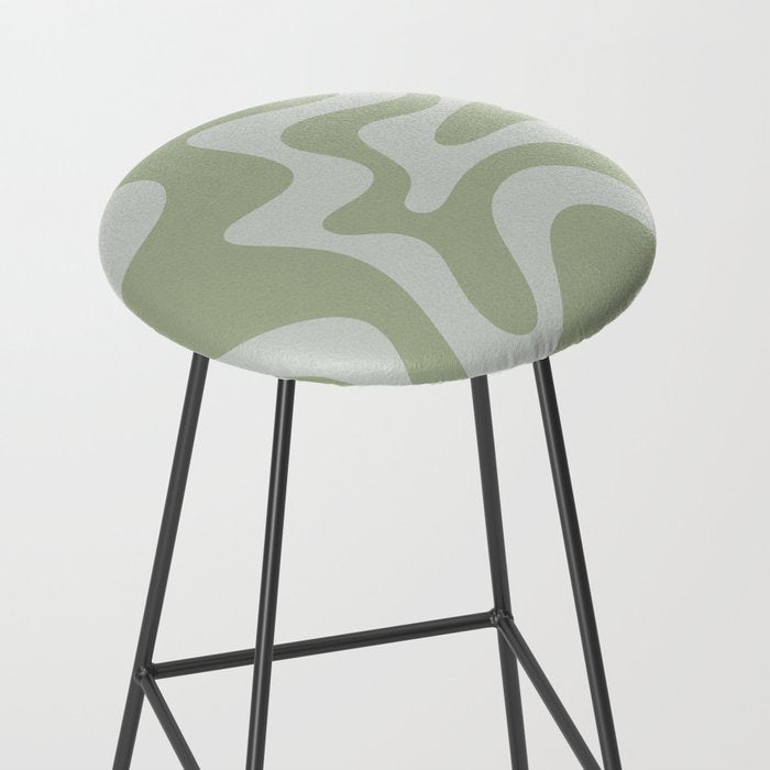 Retro Liquid Swirl Abstract Pattern in Sage Green Stool Gallery Image 2