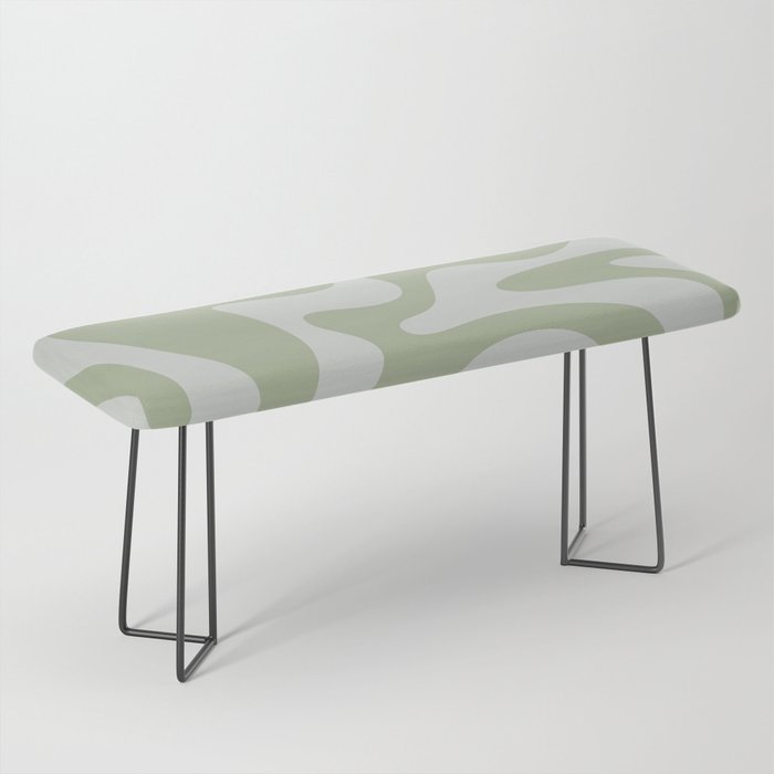Retro Liquid Swirl Abstract Pattern in Sage Green Bench Gallery Image 1