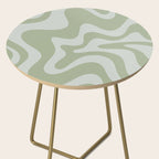 Retro Liquid Swirl Abstract Pattern in Sage Green Side Table Gallery Image 2