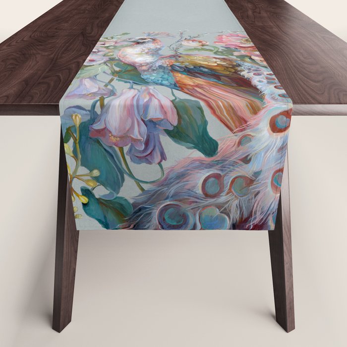 Floral Peacock Garden Table Runner Gallery Image 1