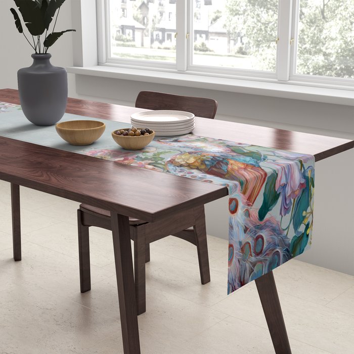 Floral Peacock Garden Table Runner Gallery Image 2