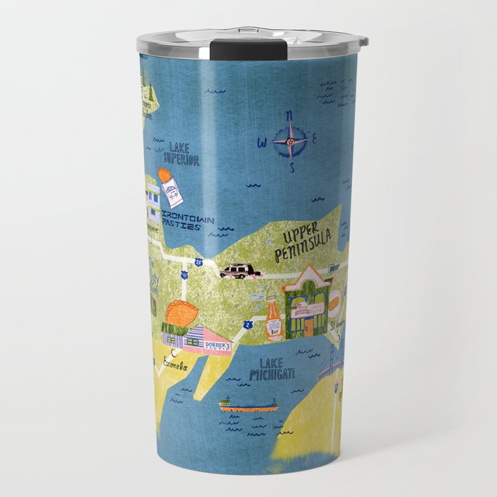 Map of Northern Michigan - Pasty Tour in Emerald Travel Mug Gallery Image 1