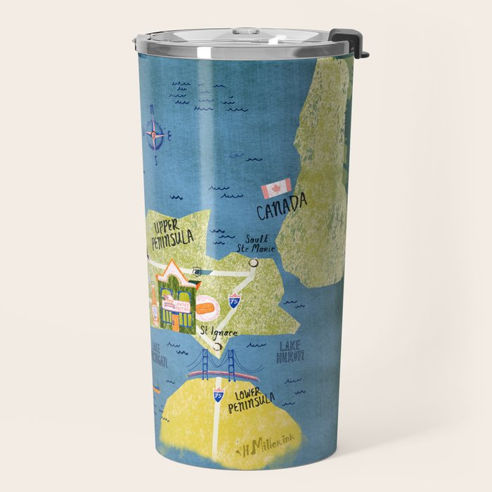 Map of Northern Michigan - Pasty Tour in Emerald Travel Mug Gallery Image 2