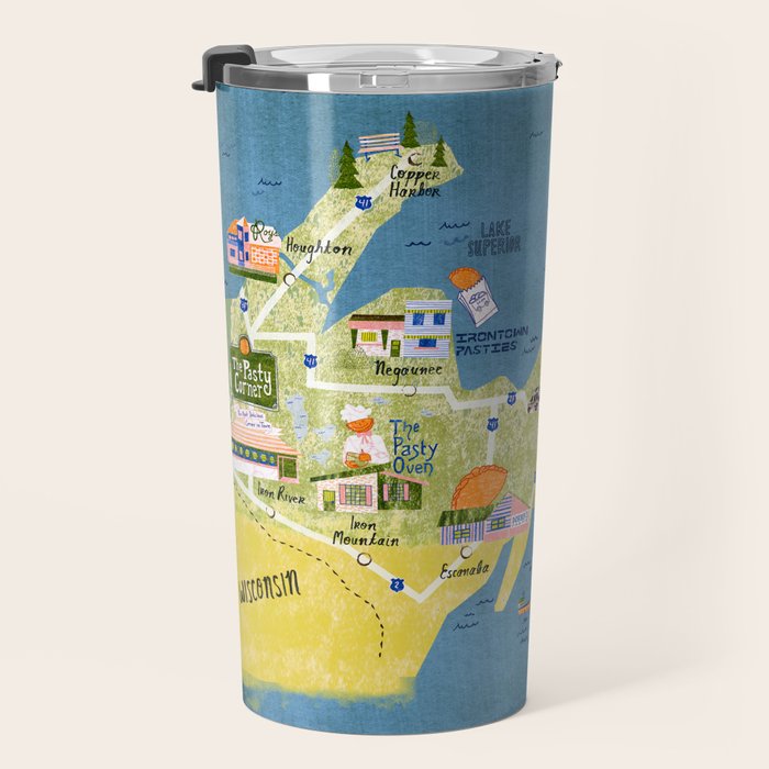 Map of Northern Michigan - Pasty Tour in Emerald Travel Mug Gallery Image 3