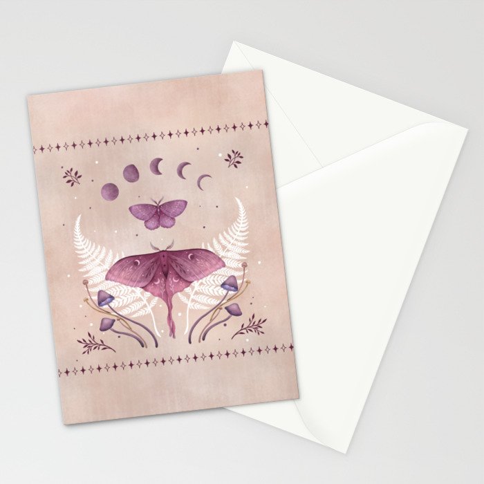 Luna and Emerald - Vintage Pink Stationery Card Gallery Image 2