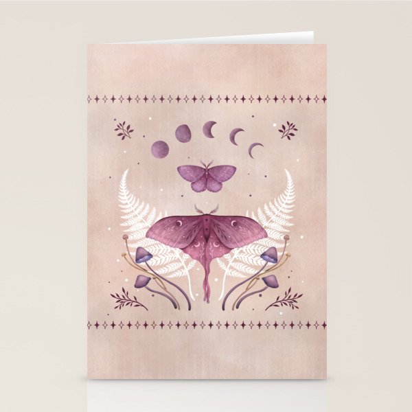 Luna and Emerald - Vintage Pink Stationery Card Gallery Image 2