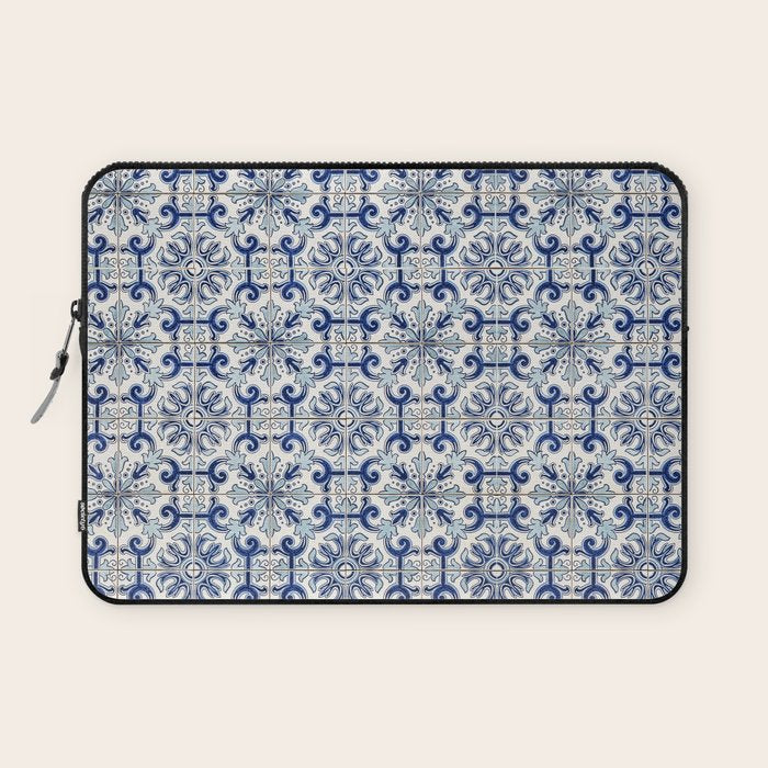 Portuguese tiles pattern blue Laptop Sleeve Gallery Image 1