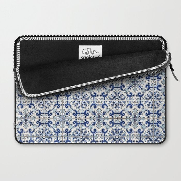 Portuguese tiles pattern blue Laptop Sleeve Gallery Image 2