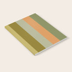 Muted Vertical Stripe Pattern in Vintage Green and Cantaloupe Tones Notebook Gallery Image 2