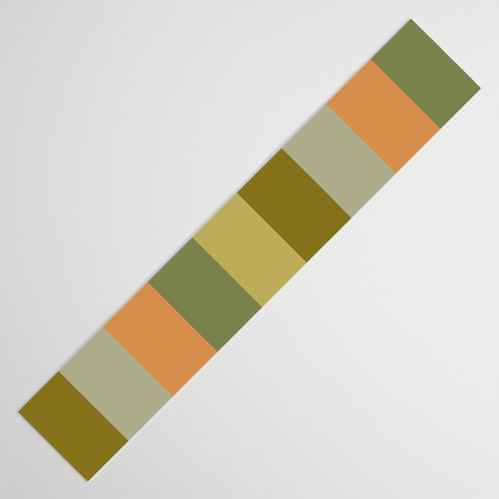 Muted Vertical Stripe Pattern in Vintage Green and Cantaloupe Tones Table Runner Gallery Image 3