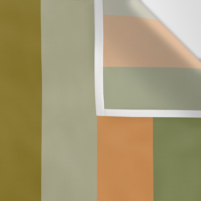 Muted Vertical Stripe Pattern in Vintage Green and Cantaloupe Tones Wall Tapestry Gallery Image 3