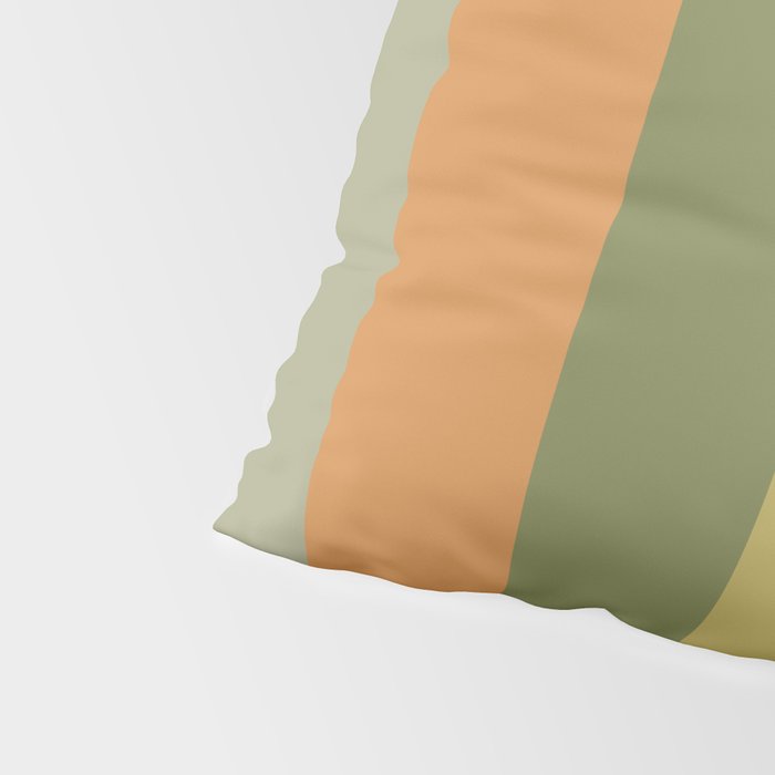 Muted Vertical Stripe Pattern in Vintage Green and Cantaloupe Tones Pillow Sham Gallery Image 4