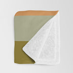 Muted Vertical Stripe Pattern in Vintage Green and Cantaloupe Tones Throw Blanket Gallery Image 3
