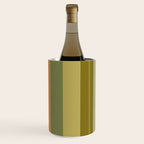 Muted Vertical Stripe Pattern in Vintage Green and Cantaloupe Tones Wine Chiller Gallery Image 1