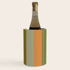 Muted Vertical Stripe Pattern in Vintage Green and Cantaloupe Tones Wine Chiller Gallery Image 2