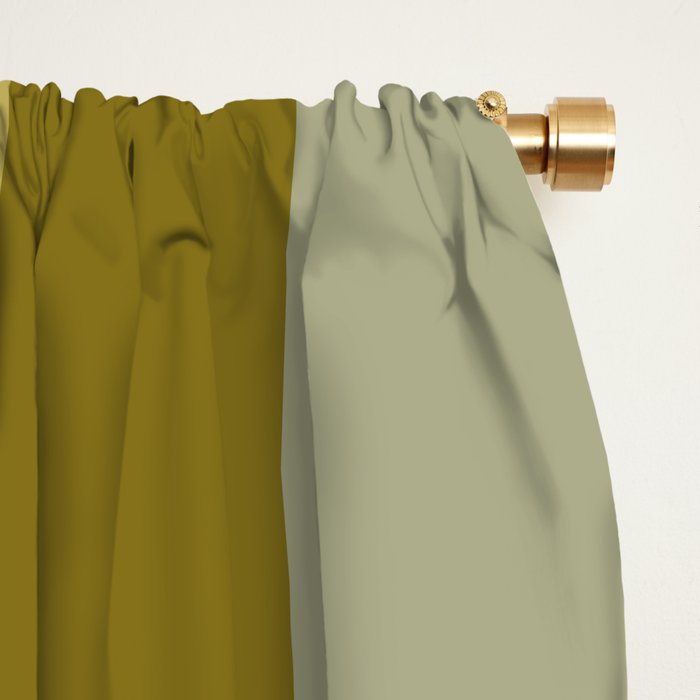 Muted Vertical Stripe Pattern in Vintage Green and Cantaloupe Tones Window Curtain Gallery Image 2