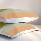 Muted Vertical Stripe Pattern in Vintage Green and Cantaloupe Tones Pillow Sham Gallery Image 3