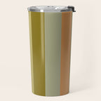 Muted Vertical Stripe Pattern in Vintage Green and Cantaloupe Tones Travel Mug Gallery Image 2