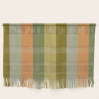 Muted Vertical Stripe Pattern in Vintage Green and Cantaloupe Tones Wall Hanging Gallery Image 1