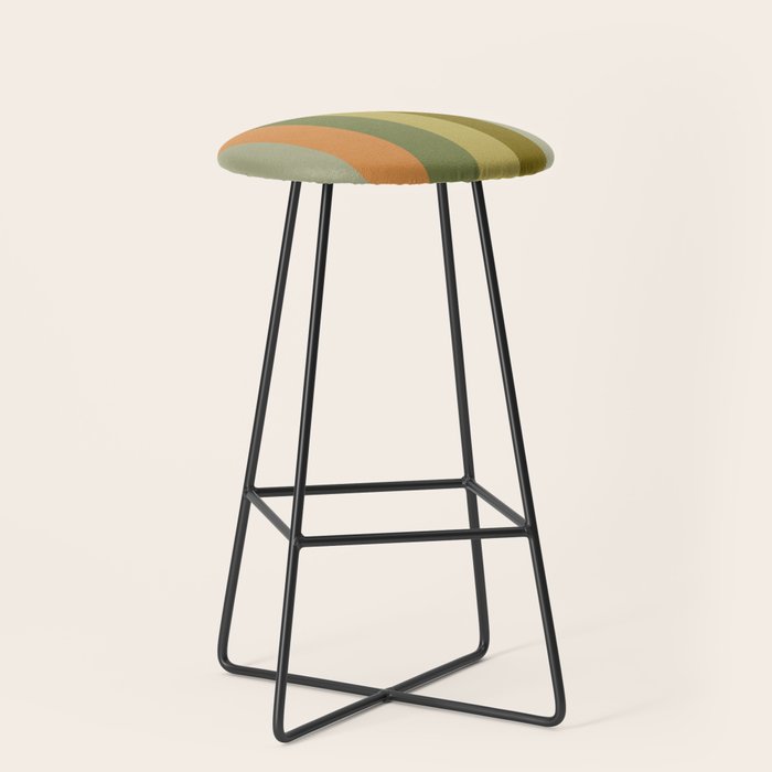 Muted Vertical Stripe Pattern in Vintage Green and Cantaloupe Tones Stool Gallery Image 1