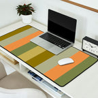Muted Vertical Stripe Pattern in Vintage Green and Cantaloupe Tones Desk Mat Gallery Image 2