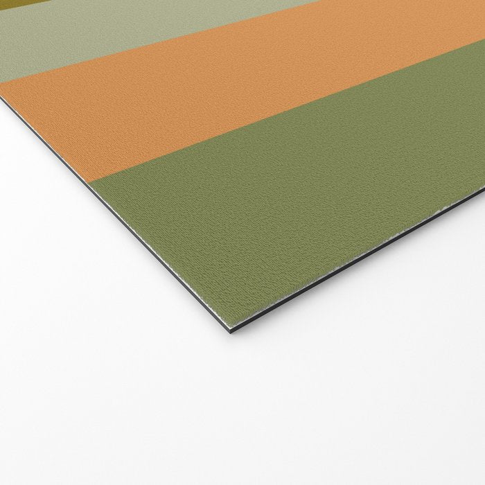 Muted Vertical Stripe Pattern in Vintage Green and Cantaloupe Tones Welcome Mat Gallery Image 2