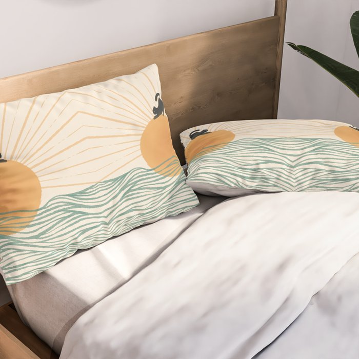 Good Morning Meow 7 Sunny Day Ocean  Pillow Sham Gallery Image 2