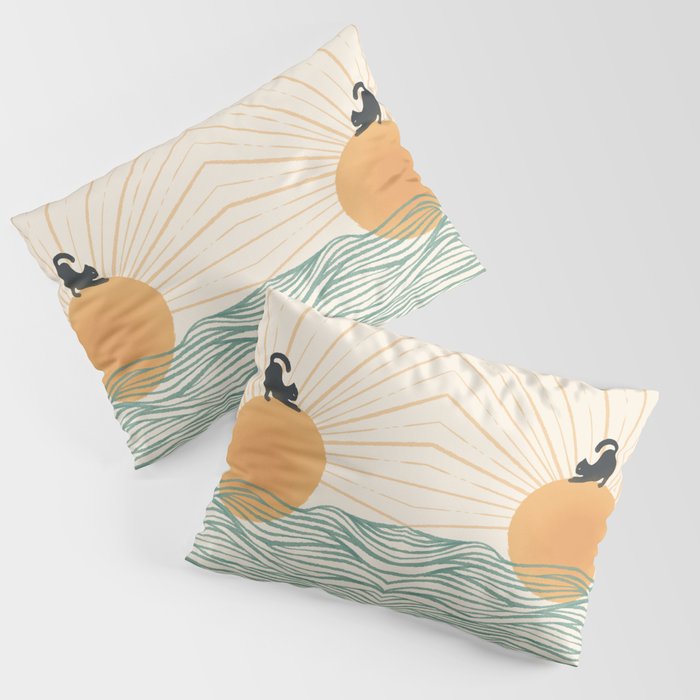 Good Morning Meow 7 Sunny Day Ocean  Pillow Sham Gallery Image 1