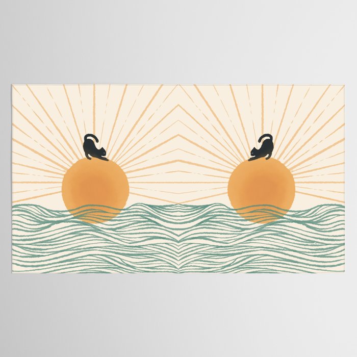 Good Morning Meow 7 Sunny Day Ocean  Tablecloth Gallery Image 2
