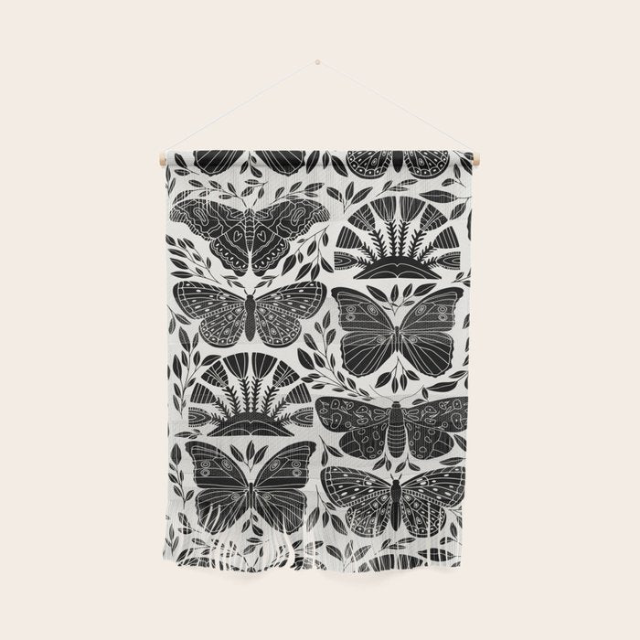 Black & White Retro, Folk Butterfly Wall Hanging Gallery Image 1
