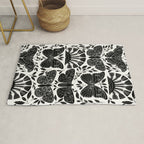 Black & White Retro, Folk Butterfly Rug Gallery Image 1
