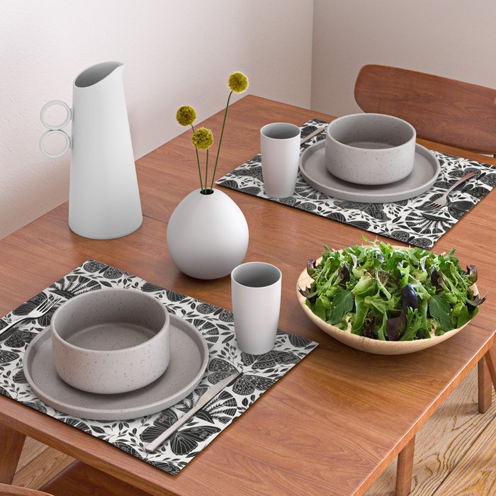 Black & White Retro, Folk Butterfly Placemat Gallery Image 2