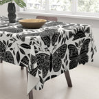 Black & White Retro, Folk Butterfly Tablecloth Gallery Image 3
