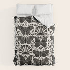 Black & White Retro, Folk Butterfly Duvet Cover Gallery Image 6