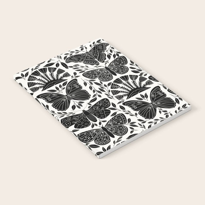 Black & White Retro, Folk Butterfly Notebook