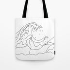 Minimal Line Art Ocean Waves Tote Bag Gallery Image 1