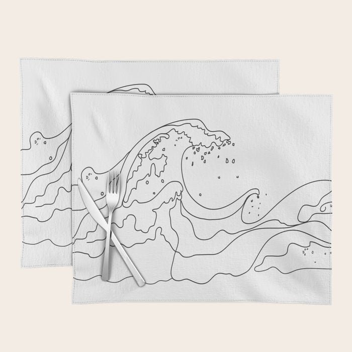 Minimal Line Art Ocean Waves Placemat Gallery Image 1