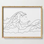 Minimal Line Art Ocean Waves Serving Tray Gallery Image 1