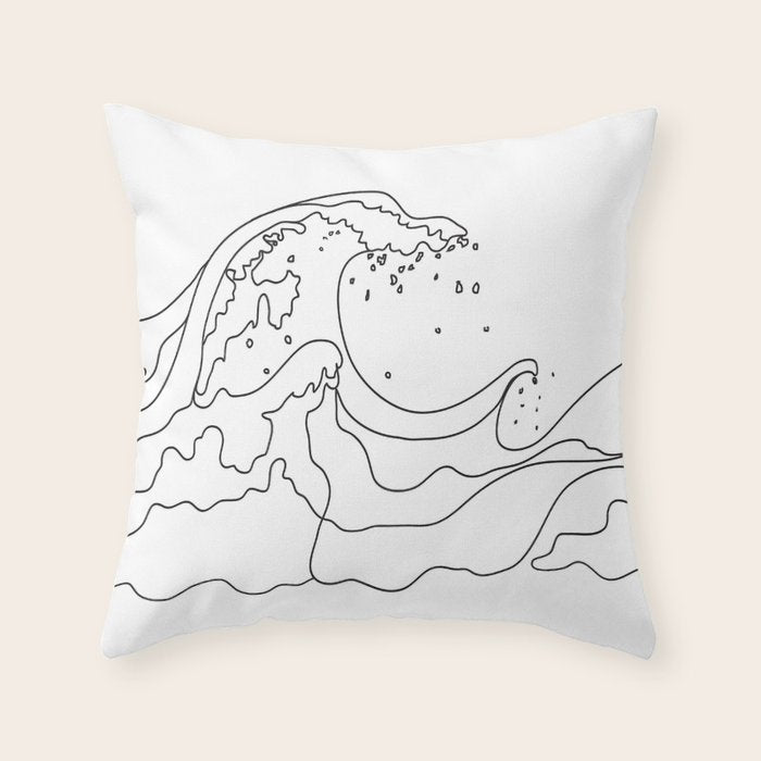 Minimal Line Art Ocean Waves Throw Pillow Gallery Image 6