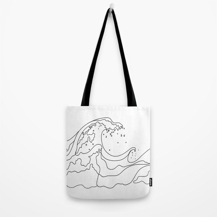 Minimal Line Art Ocean Waves Tote Bag Gallery Image 2