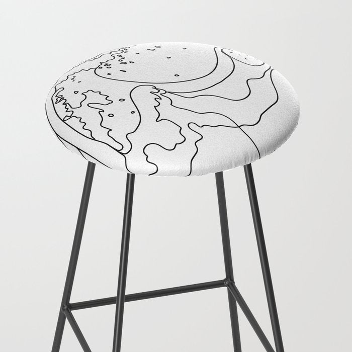 Minimal Line Art Ocean Waves Stool Gallery Image 2