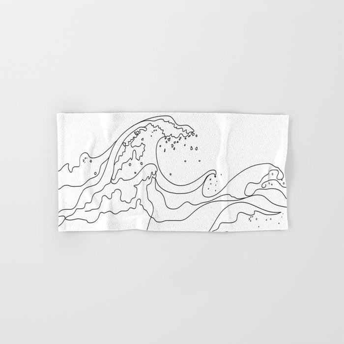 Minimal Line Art Ocean Waves Towels Gallery Image 1