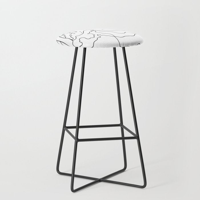 Minimal Line Art Ocean Waves Stool Gallery Image 1