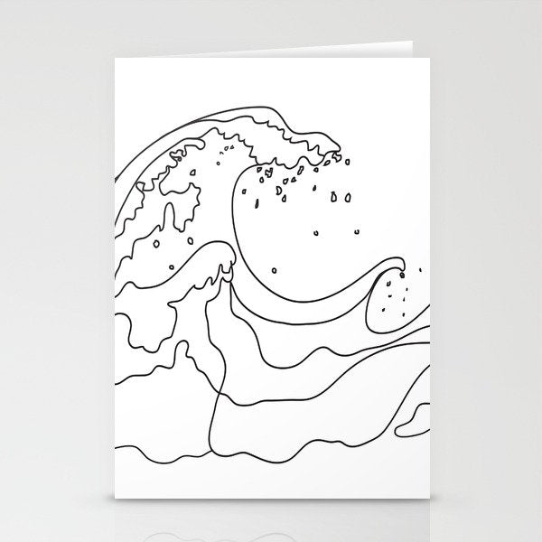 Minimal Line Art Ocean Waves Stationery Card Gallery Image 2