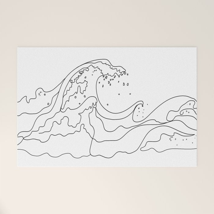 Minimal Line Art Ocean Waves Welcome Mat Gallery Image 1