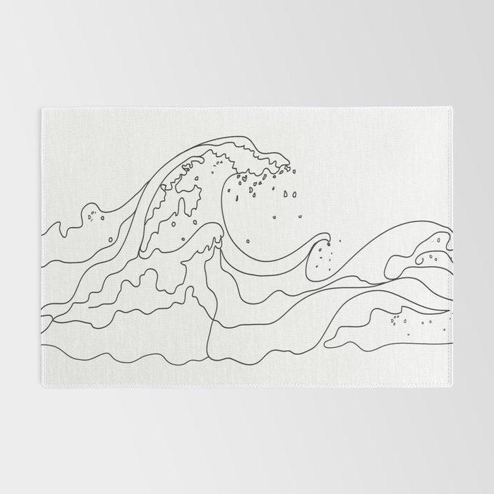Minimal Line Art Ocean Waves Rug Gallery Image 2