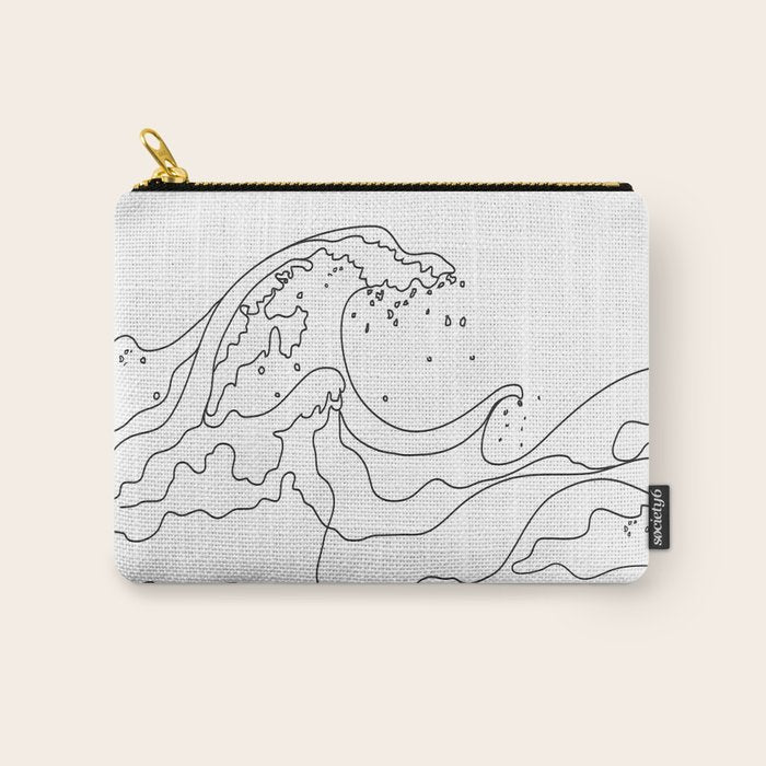 Minimal Line Art Ocean Waves Carry All Pouch Gallery Image 1