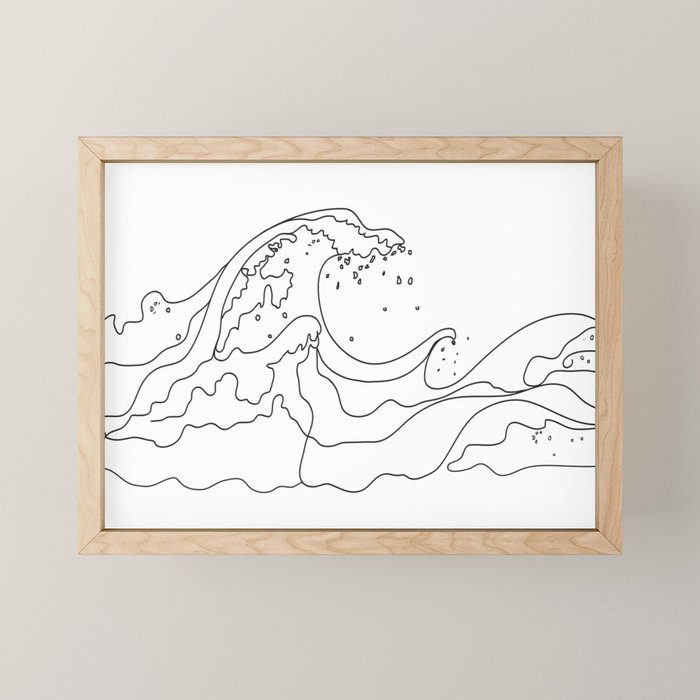Minimal Line Art Ocean Waves Mini Art Print Gallery Image 1
